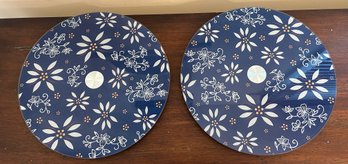 Temp-tations By Tara Floral Lace Tempered Glass Lazy Susans In Blue, 2 Pcs