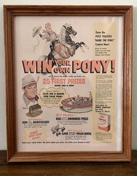 1955 Post Toasties Roy Rogers 'Name The Pony' Contest Framed Advertisement
