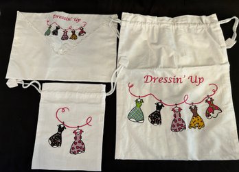 Embroidered Vintage Style 'Dressin Up' Travel/lingerie Garment Bags, 3 Pieces