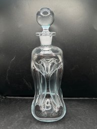 Glass Decanter With Pinched Silhouette And Glass Ball Stopper