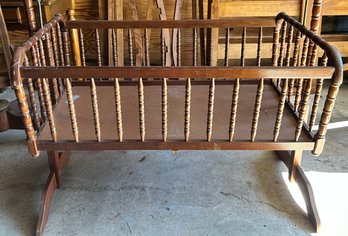 Vintage Wooden Jenny Lind Rocking Cradle By Nelson Juvenile Products