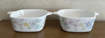 Vintage Corning Ware Pastel Bouquet P-43-B Petite Casserole Dishes , 2 Pieces
