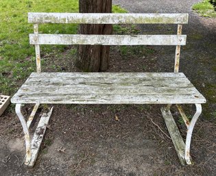 French Style Wrought Iron And Wood Garden Bench