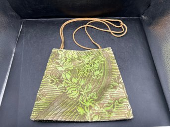 Venetia Studium Fortuny Green Velvet Brocade Shoulder Bag Crossbody Clutch Italy