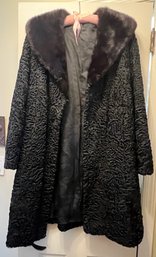 Persian Lamb Fur Coat With Mink Collar