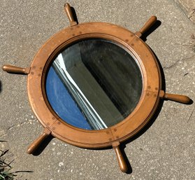 Vintage Nautical Ship's Wheel Wall Mirror