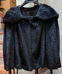Persian Lamb Fur Short Coat With Mink Collar
