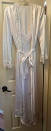 White Satin Lingerie Robe And Nightgown Set
