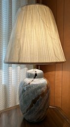 1970s Postmodern Marbleized Glaze Ceramic Ginger Jar Table Lamp