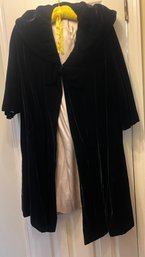 Black Velvet Evening Coat With Oversized Collar