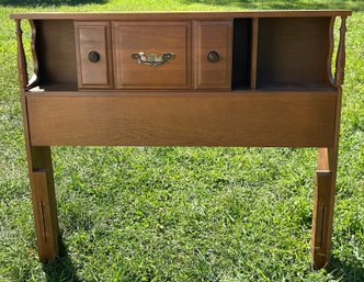 Mid-Century Modern Twin Wooden Bookcase Headboard