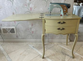Vintage Herald Deluxe O Matic Sewing Machine In French Provincial Style Cabinet