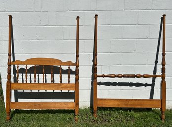 Ethan Allen Heirloom Nutmeg Maple Colonial Twin Size Four-Poster Bed Headboard & Footboard, 2 Pcs