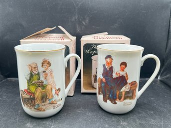 Norman Rockwell Museum Coffee Mugs - The Cobbler & The Lighthouse Keepers Daughter With Boxes - 2 PCS