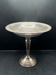 Pierced Sterling Silver Weighted Pedestal Bonbon Dish Compote Bowl - 8.08 OZT