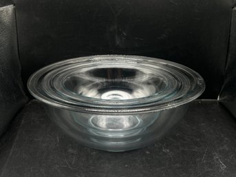 Vintage Pyrex Clear Glass Nested Mixing Bowl Set Of 3