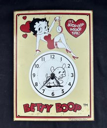 Vintage 2002 Betty Boop 'Boop-Oop-A-Doop Time!' Metal Tin Wall Clock With Pudgy