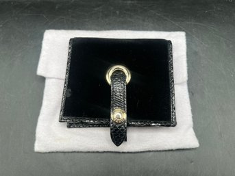 Jimmy Choo Black Velvet And Python Embossed Leather Bi-Fold Wallet