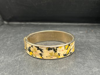 Vera Bradley Vintage Floral Enamel Hinged Bangle Bracelet