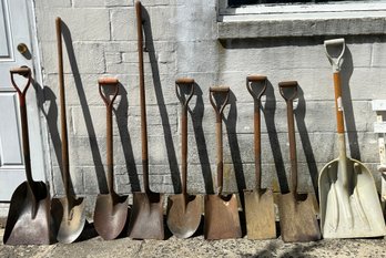 Collection Of Shovels And Spades With D Shaped Handles- 9 Pieces
