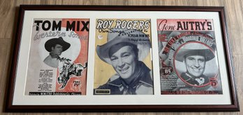 Western Songbook Trio - Tom Mix, Roy Rogers, & Gene Autry Cover Art Framed
