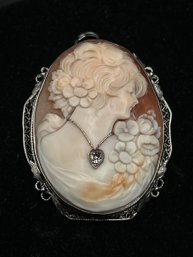 Victorian Shell Cameo Habill Brooch Pendant