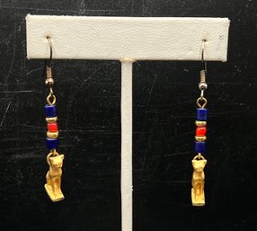 Alva Museum Replicas Egyptian Bastet Cat Dangle Earrings