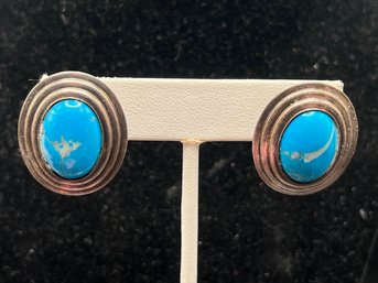 Southwestern Oval Turquoise Stud Earrings