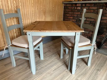 Rustic Farmhouse Square Bistro Table And Two Ladderback Chairs