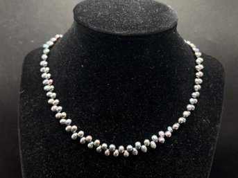 Peacock Rice Pearl Choker Necklace With Amethyst Toggle Charm