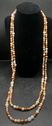 Earth Tone Rice Pearl Long Strand Necklace