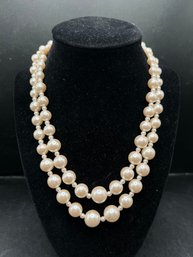 Graduated Double Strand Pearl Spacer Necklace