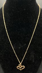 14K Yellow Gold '#1 Mom' Heart Pendant With 14k Gold Necklace - 3.6 Grams