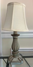 Distressed Resin Accent Table Lamp With Fabric Shade