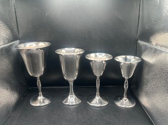 Silver Plated Chalice Set - 22 Piece Collection Of Water Goblets, Wine Chalices, Sherbet Pedestal Cups & Cordi