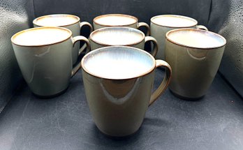 Sango Roma Sage Sage Green & Tan Reactive Glaze Coffee Mugs - 7 PCS