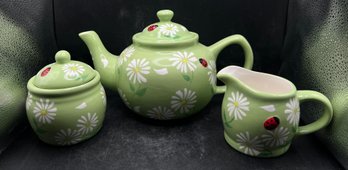 Whimsical Daisy And Ladybug Tea Set - 3 Piece Collection