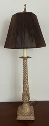 Brass-Tone Twisted Column Accent Table Lamp With Shade