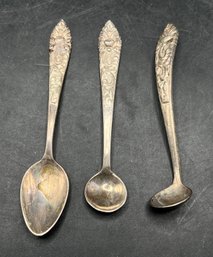 Continental Silver .800 Floral Condiment Spoons - 0.78 OZT