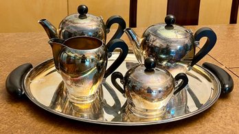 Carlo Alessi's 1945 'Bomb' Tea Set Blends Sleek Mid-century Chrome With Bold Bakelite- 5 PCS