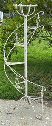 Vintage White Wrought Iron Spiral Staircase 6-Tier Plant Stand