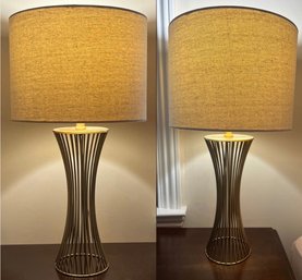 Modern Wire Spindle Table Lamps - Set Of 2