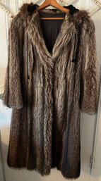 Full-Length Raccoon Fur Coat With Hood