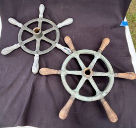 Vintage Nautical Ship's Steering Wheels, 2 Pcs