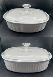 Corning Ware French White Casserole Dishes With Lids - Set Of 2