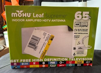 Mohu Leaf Supreme 65-Mile Range Indoor Amplified HDTV Antenna With Box