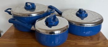T-Fal Resistal Cobalt Blue 3-Piece Non-Stick Cookware Set With Lids
