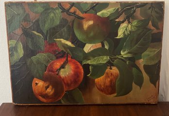 Signed K. Enright 1893 Oil Painting Still Life Apple Orchard Fruit Framed