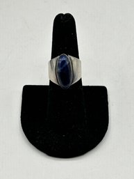 Mexican Modernist Sterling Silver Oblong Lapis Lazuli Statement Ring Size, Size 7.5, 0.18ozt