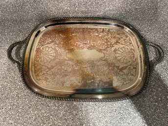 Art S. Co Silver Plated Serving Tray With An Ornate Floral Design